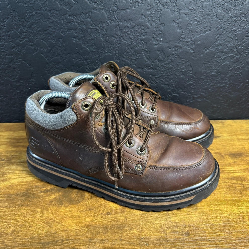 Skechers Vintage Mariner‎ Brown Leather Work Hiking Boots Mens Size 9 Lug Sole